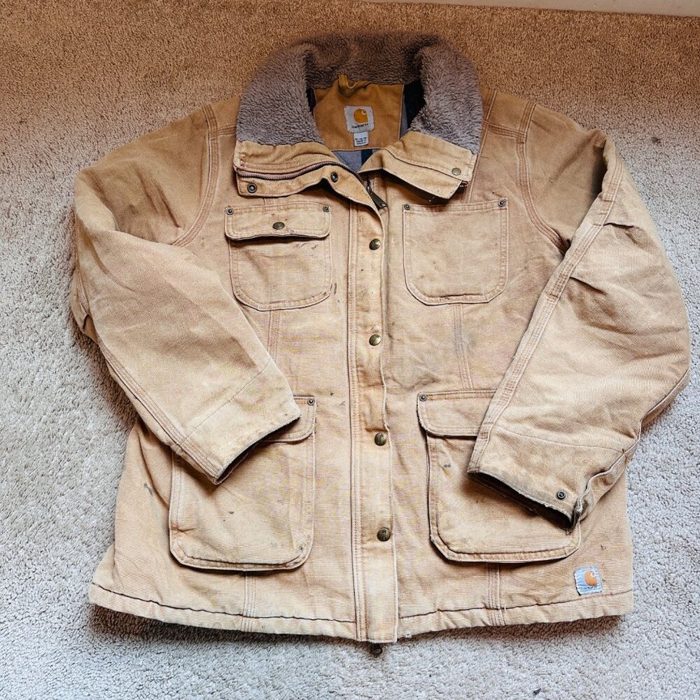 Carhartt Men’s Brown Sherpa-Lined Utility Jacket